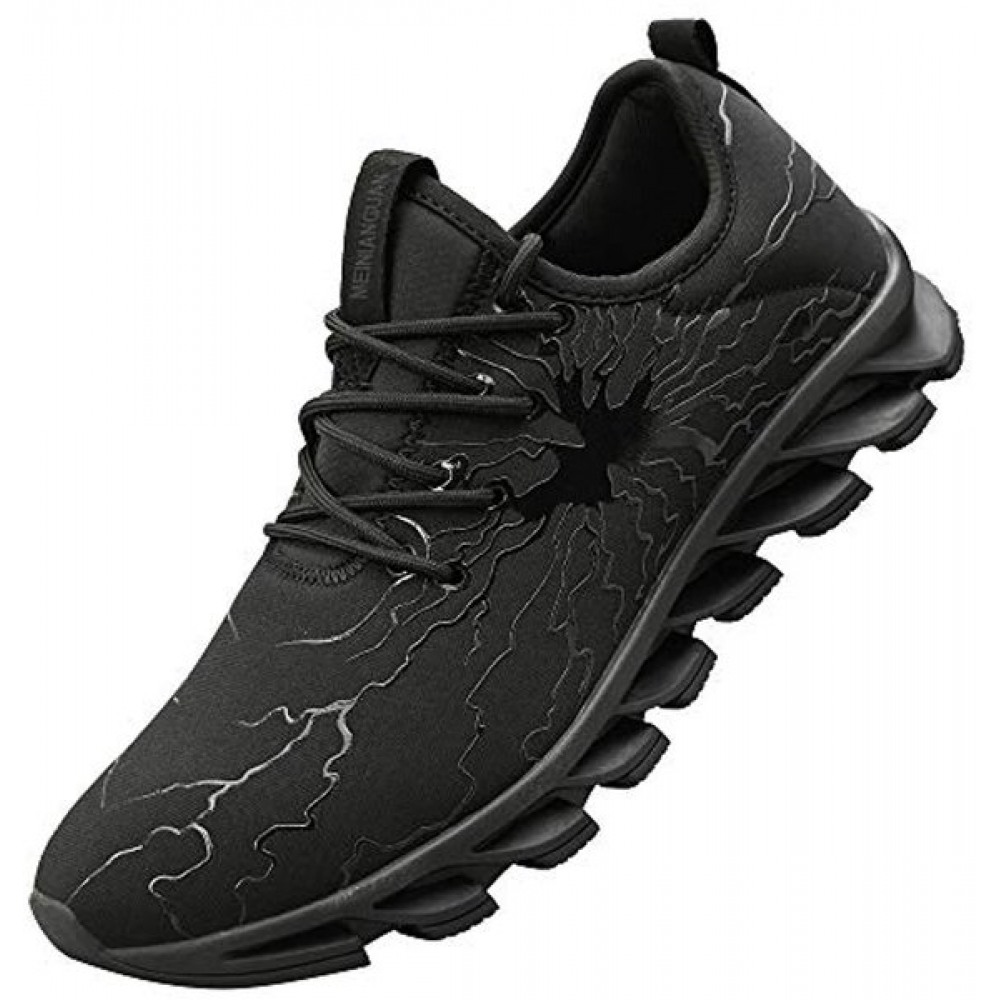 Men's Fashion Slip On Tennis Work Shoes Athletic Sports Running Casual Walking Gym Workout Shoes Black